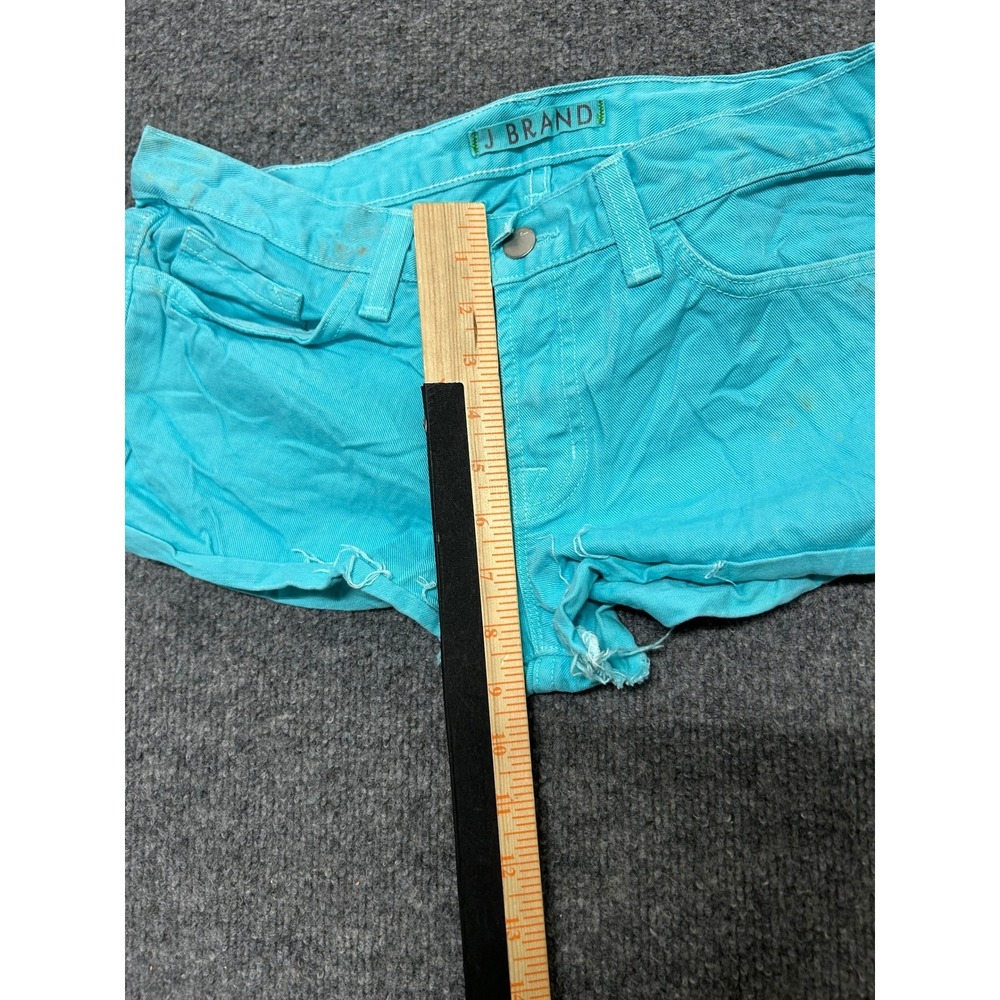 J Brand Shorts Womens Size 27 Turquoise Blue Cut Off Low Rise Denim Summer USA - Picture 3 of 7